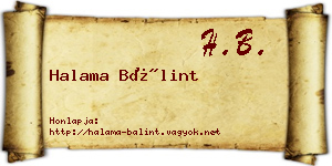 Halama Bálint névjegykártya